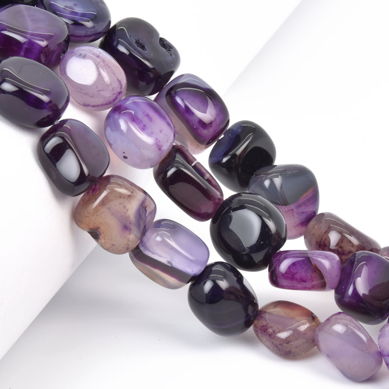 Намистини Агат фіолетовий, Натур. камінь, 13-16 мм, 19 см (BUS-058138)