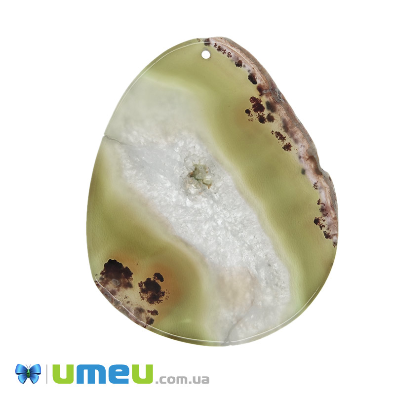 Зріз Агата, Оливковий, 71х59 мм, Уцінка (POD-009372)