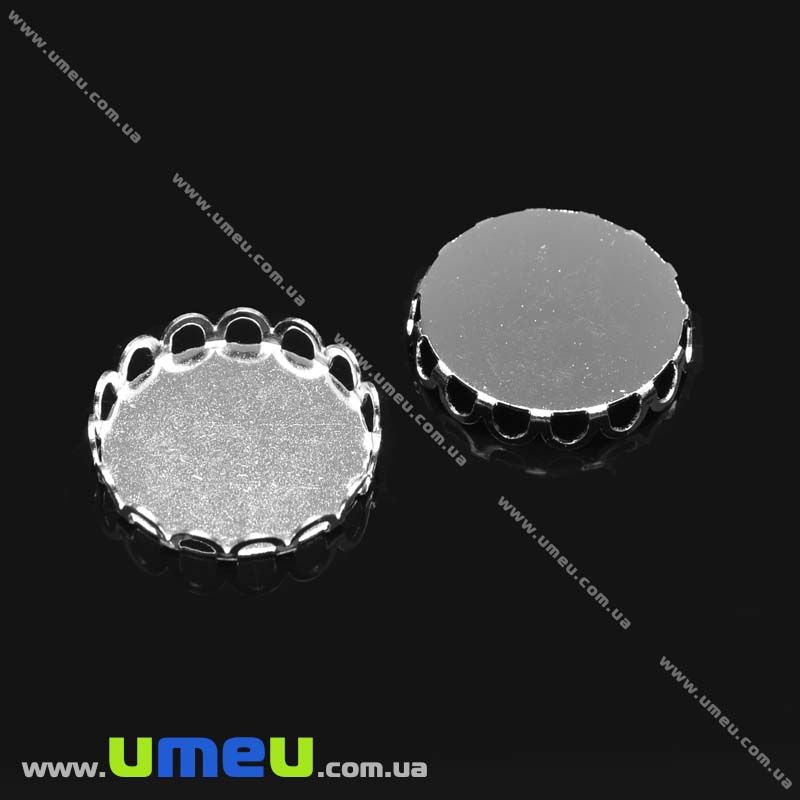 Основа круглая, 18 мм, Темное серебро (OSN-013495)