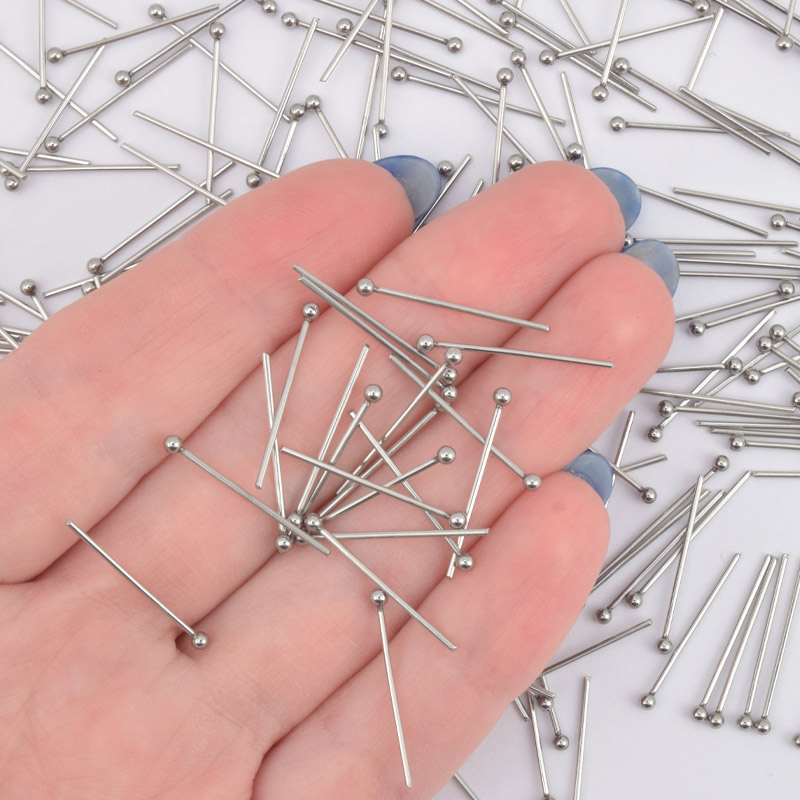 Гвоздики з кулькою з нерж. сталі, 20 мм, Темне срібло (STL-056225)