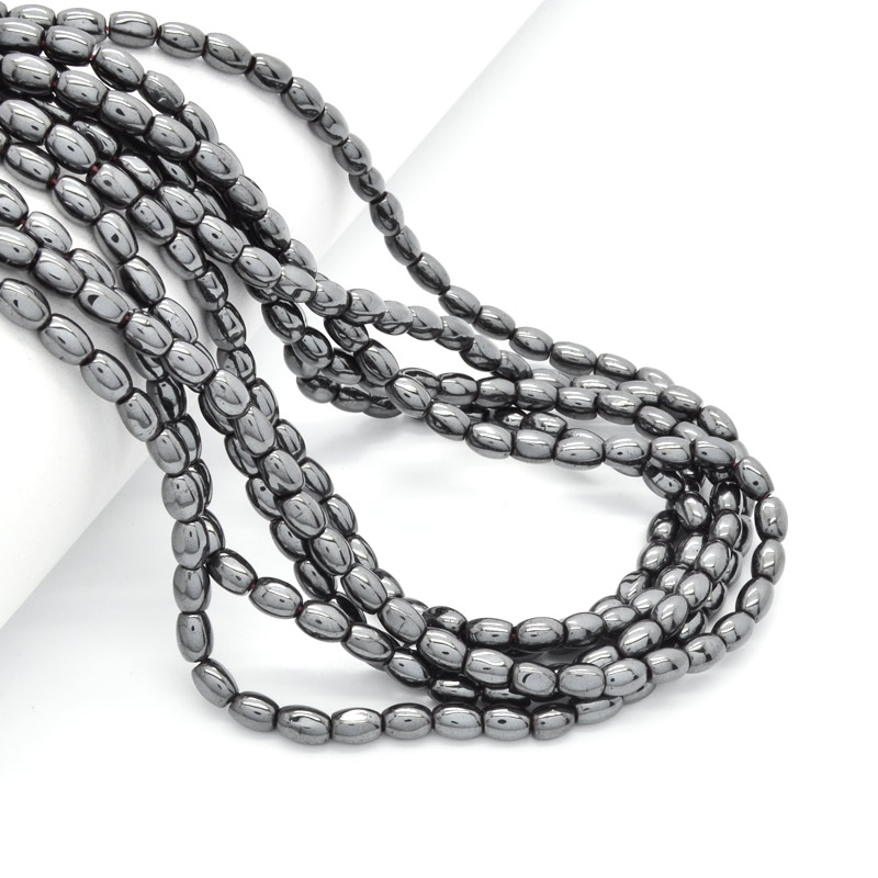 Намистини Гематит, Натур. камінь, Рис, 5х3 мм (BUS-053881)
