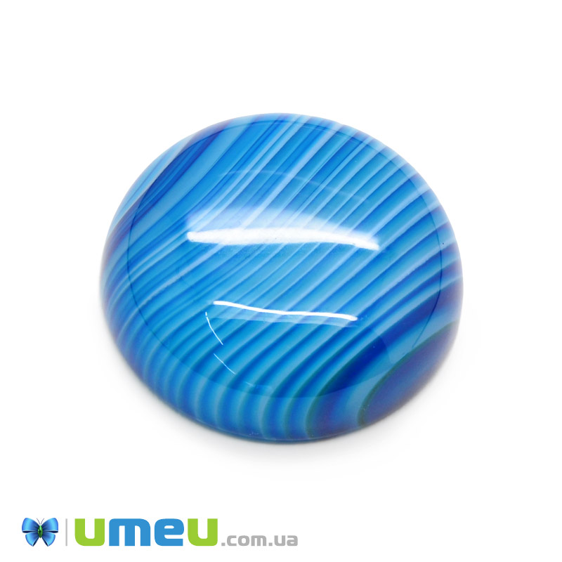 Кабошон нат. камінь Агат синій, Круглий, 20,2 мм (KAB-049991)