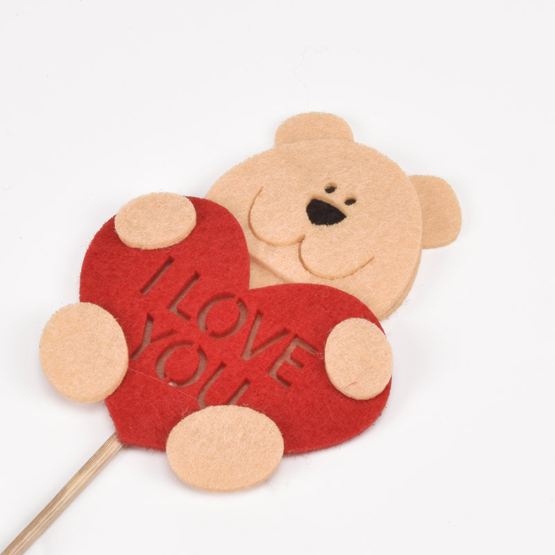 Декоративний виріб з фетру топер "Ведмедик з серцем", 7х6 см (FLT-057006)
