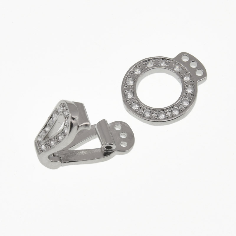 Застібка, 22х11,5 мм, Латунь, Стійке покриття, Куб. цирконій (ZAM-060843)