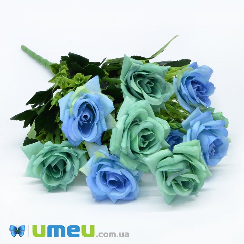 Букет троянд, 44 см, М'ятно-блакитний (DIF-044702)