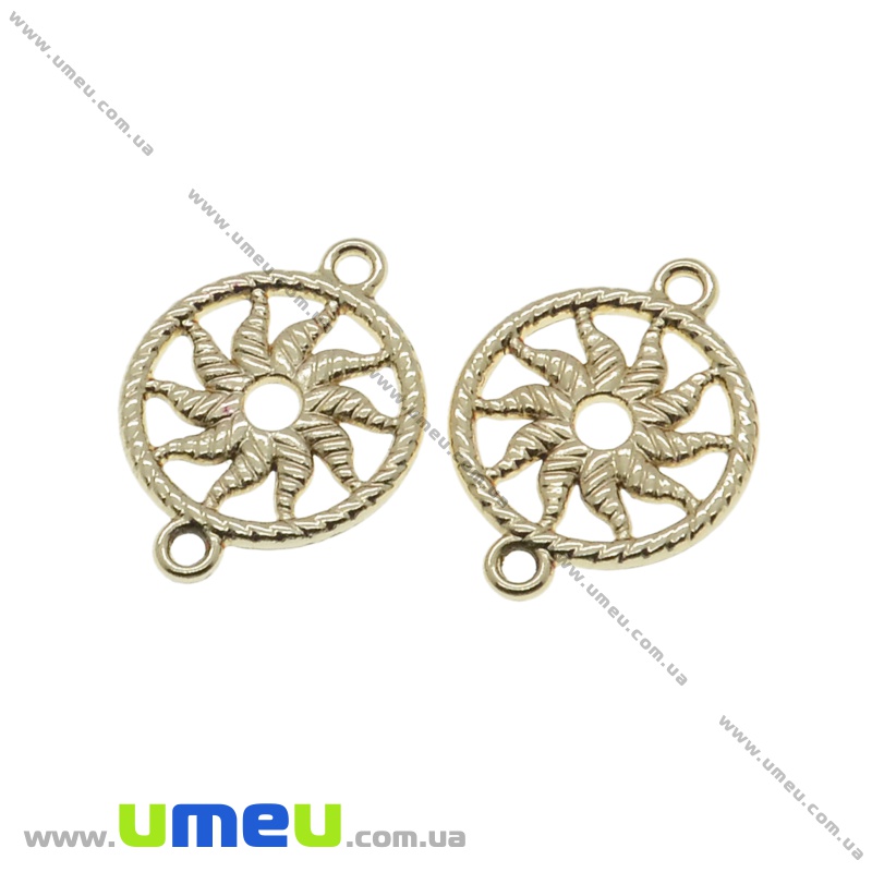 Конектор металевий Сонце (двухстор.), 21х14 мм, Золото (KON-036770)