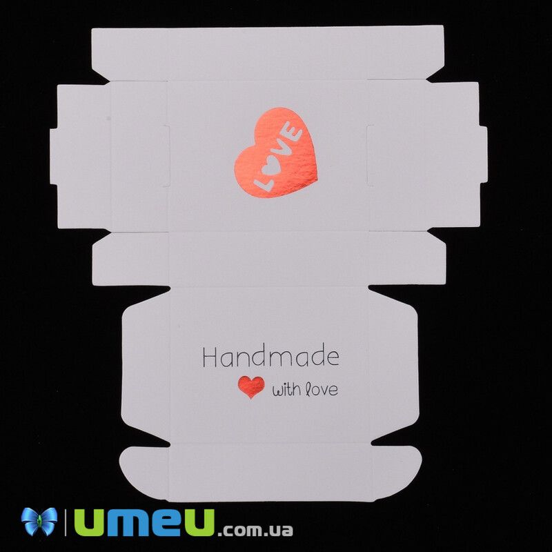 Сборная картонная коробочка Прямоугольная, 8х6х2 см, Белая, Handmade (UPK-042967)