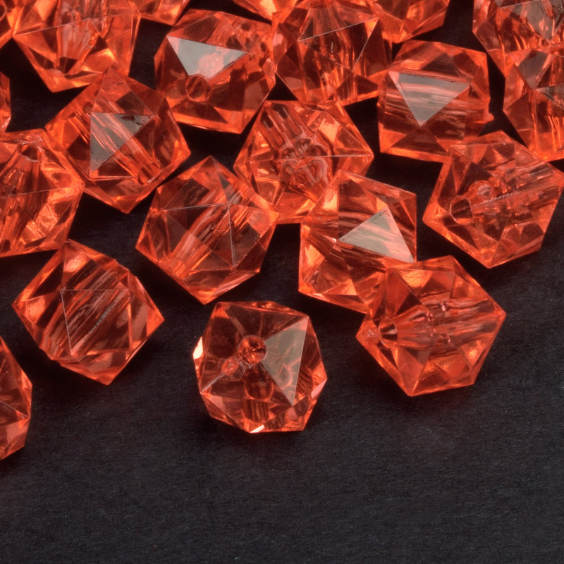 Намистини для сумок ОПТ Акрилові, Куб гранований, 11,5х10 мм, Червоні (BUS-059945)