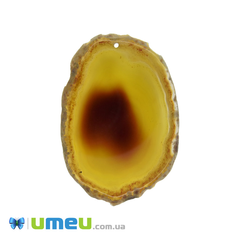 Зріз Агата, Жовто-коричневий, 68х46 мм (POD-014236)