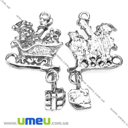 Подвеска метал. Сани, 33х17 мм, Античное серебро (POD-008031)