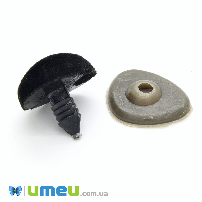 Носик зі штифтом (з заглушкою) оксамитовий, 23х18 мм, Чорний (DIF-037475)
