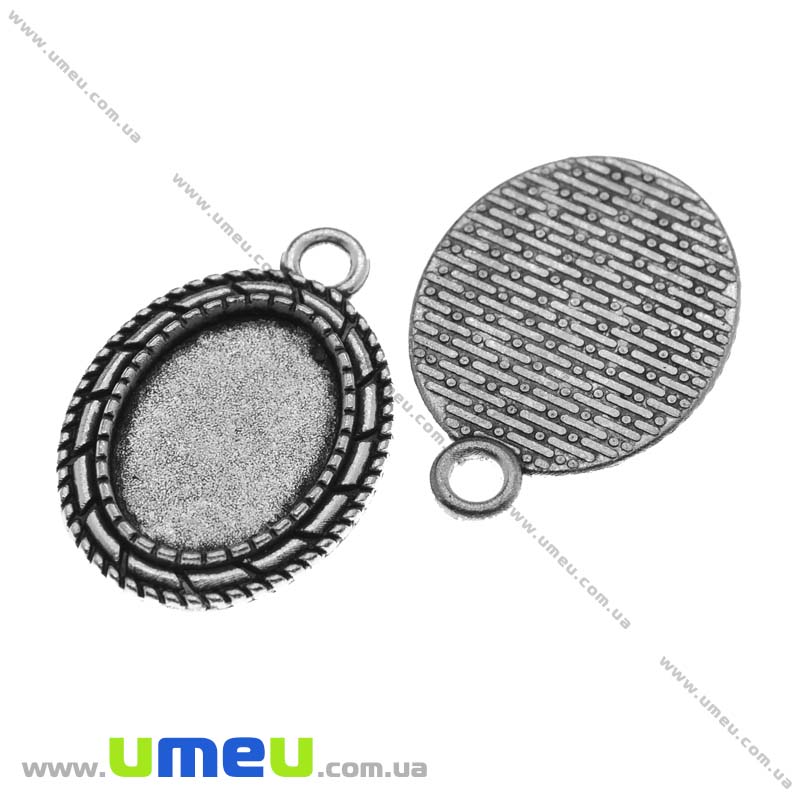 Основа овальна, 29х20 мм, 18х13 мм, Античне срібло (OSN-013499)