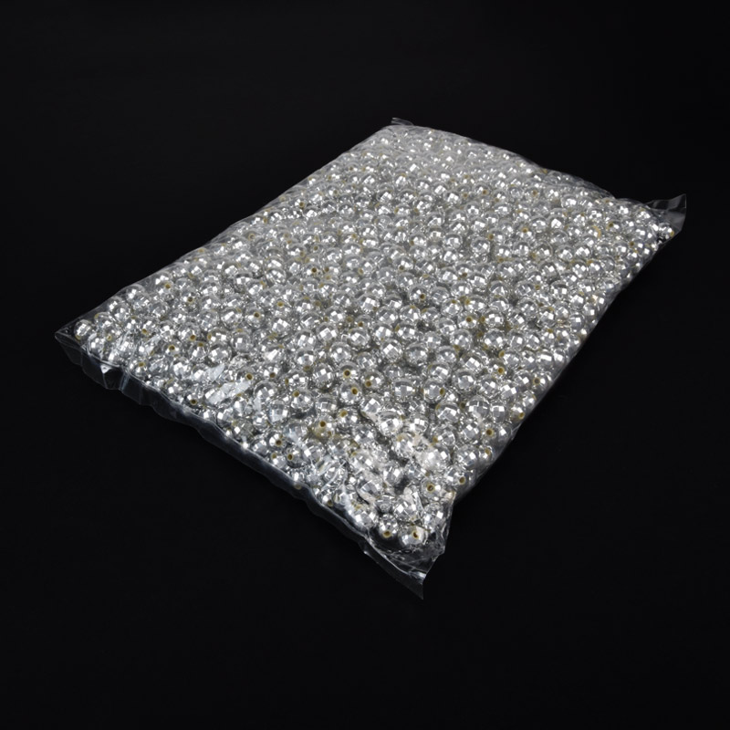 Намистини для сумок ОПТ, Пластикові, Круглі грановані, 8 мм, Сріблясті (BUS-059712)