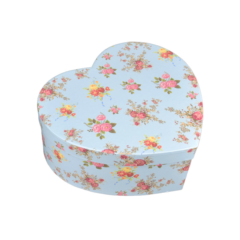 Подарункова коробка Серце з принтом, 24х21,5х9,5 см, Блакитна (UPK-060635)