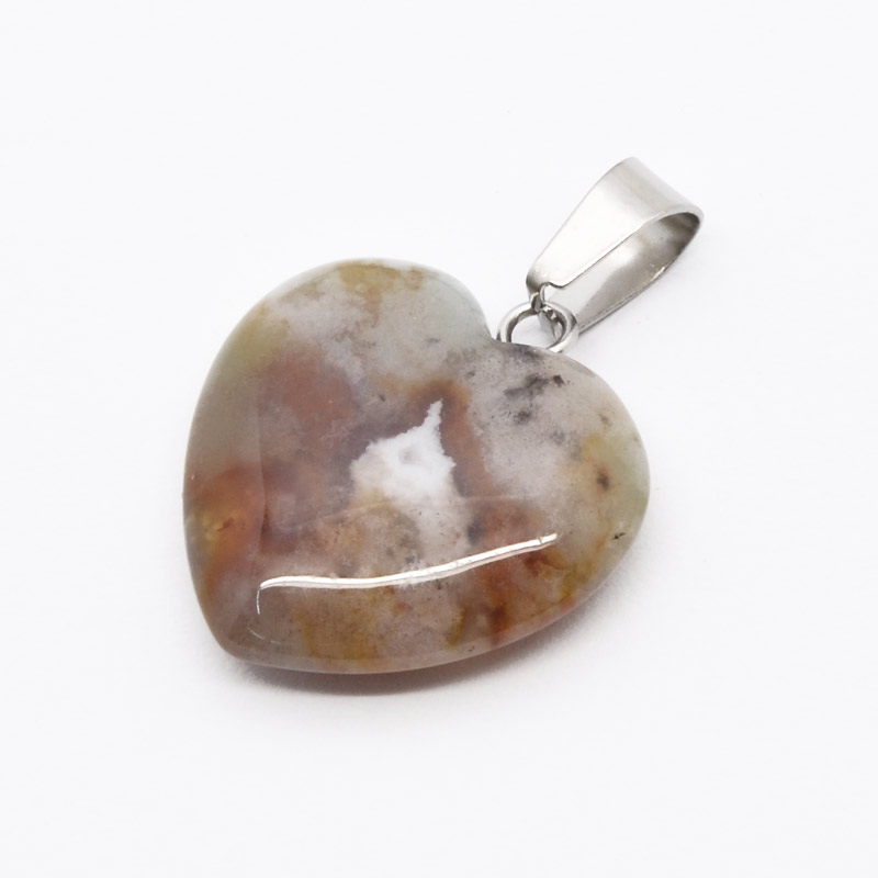 Подвеска Сердце, Натур. камень Агат индийский, 20х20 мм (POD-054343)