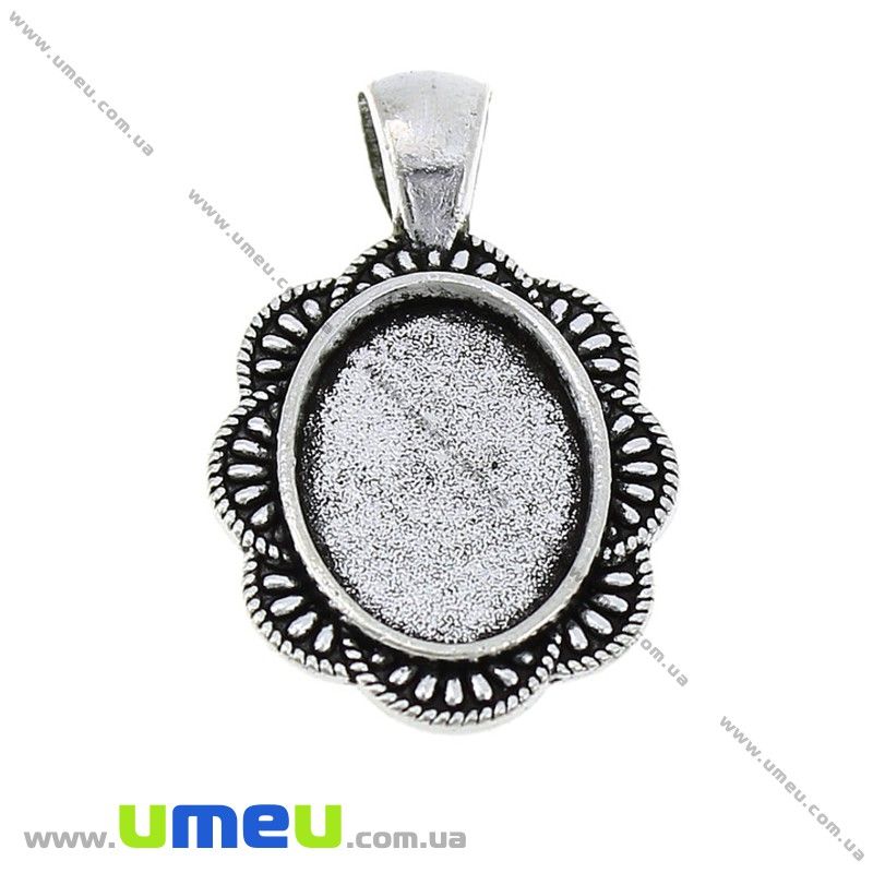 Основа овальна, 34х21 мм, 18х13 мм, Античне срібло (OSN-028215)