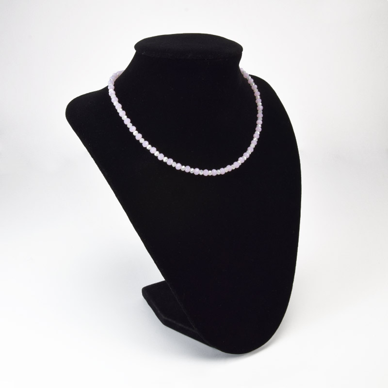 Чокер рожевий, Намистини скляні, 36 см, Нерж сталь (BUS-058754)