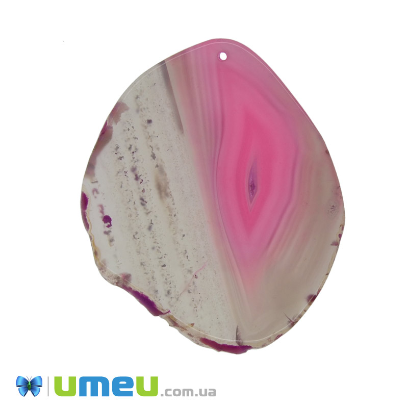 Зріз Агата, Рожевий, 70х56 мм (POD-020179)