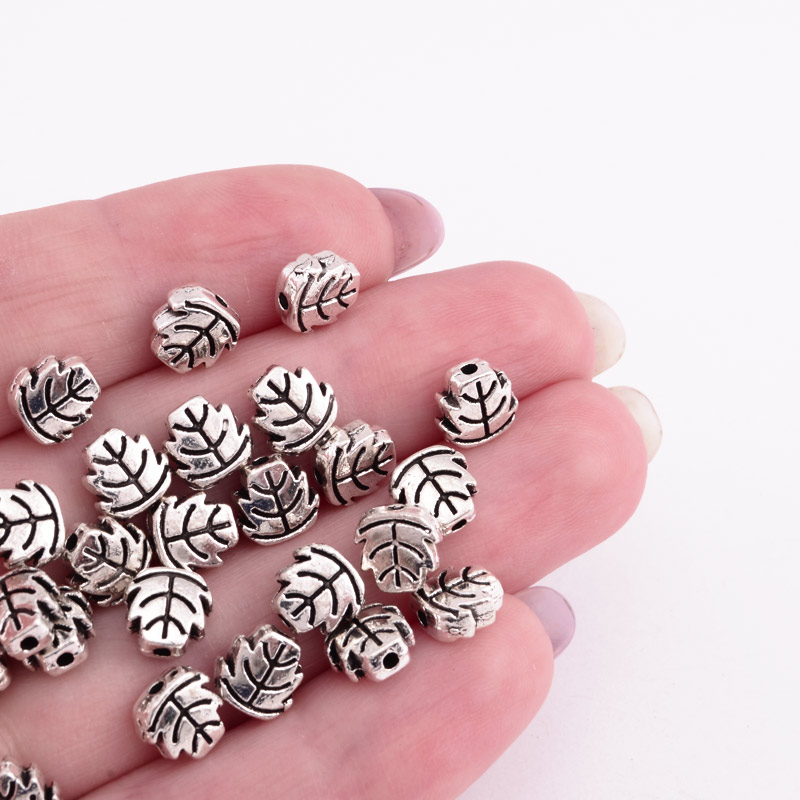 Намистини мет. Листочки, 7х7 мм, Античне срібло (BUS-055349)
