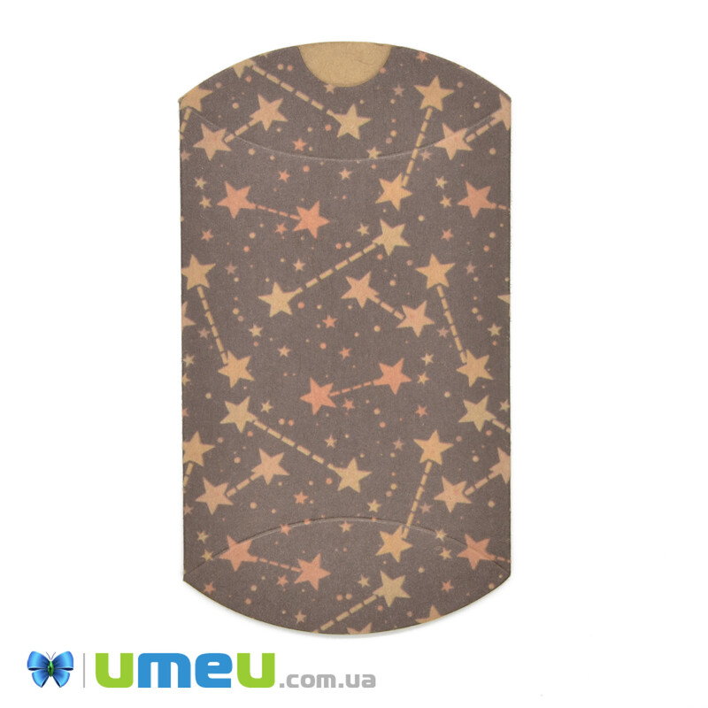 Збірна картонна коробочка, 8х5,5 см, Крафт, Зірочки (UPK-042916)