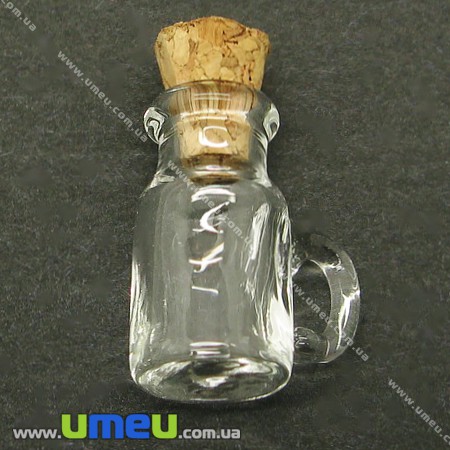 Скляна баночка з ручкою, Прозора, 18х23 мм (DIF-006679)