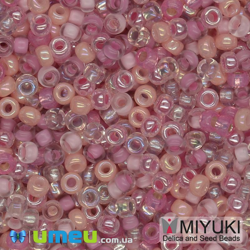 Бісер японський Miyuki круглий RR 11/0 №MIX100, Мікс рожевий (BIS-045658)