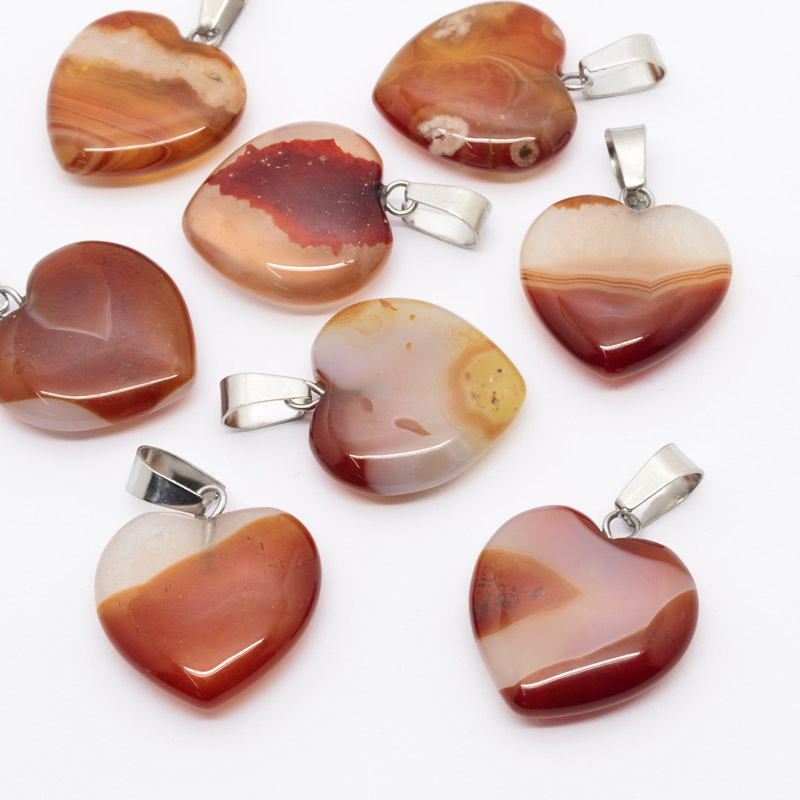 Підвіска Серце, Натур. камінь Сердолік, 20х20 мм (POD-054356)