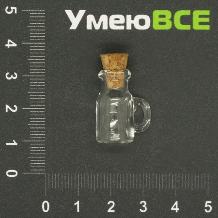 Скляна баночка з ручкою, Прозора, 18х23 мм (DIF-006679)