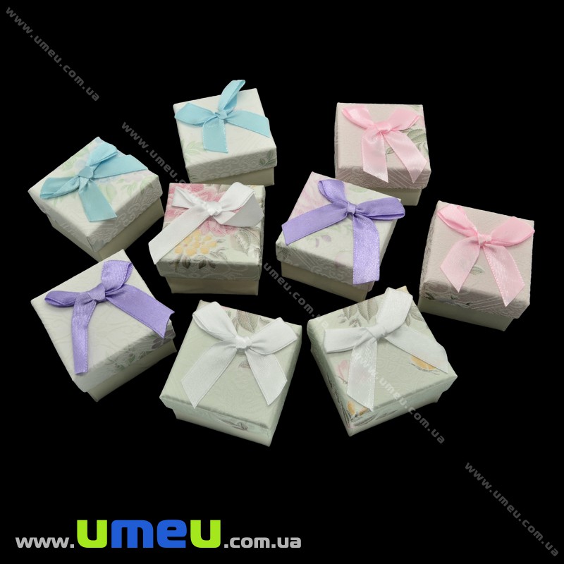 Подарункова коробочка Квадратна з візерунком під кільце, 4,5х4,5х3,5 см, Блакитна (UPK-023072)