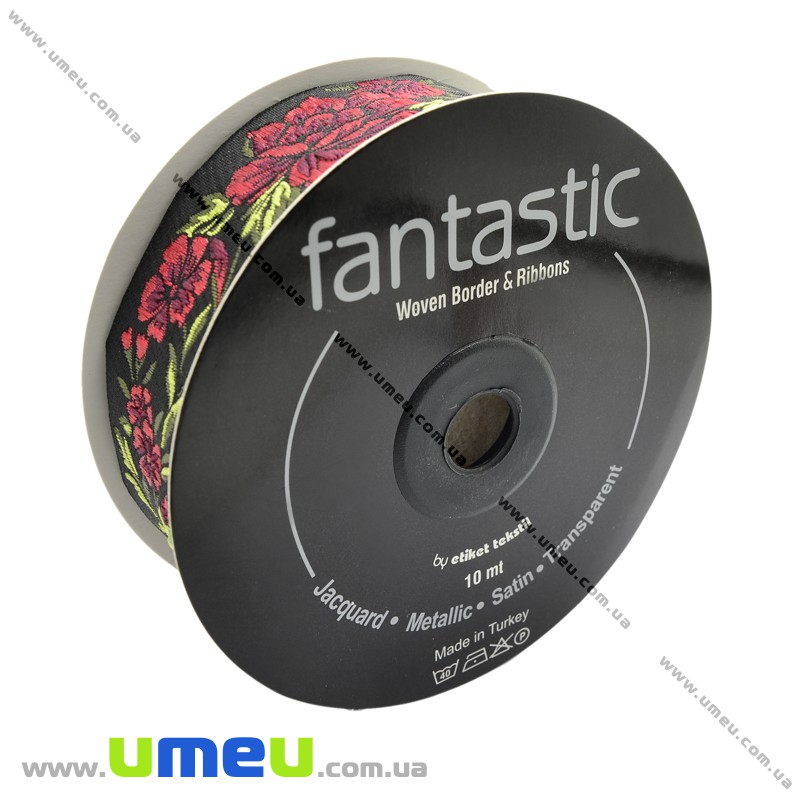 Тасьма Fantastic квіти, 35 мм, Червона (LEN-010956)