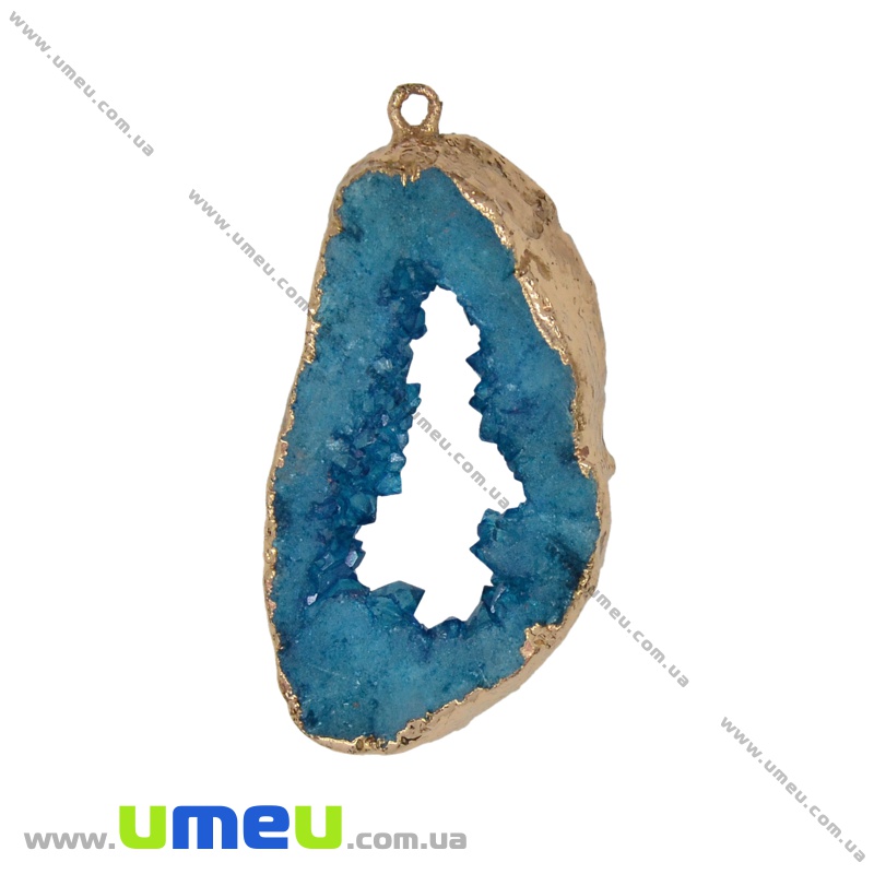 Подвеска из натурального камня, Друза агата, Голубая, 47х24 мм (POD-027047)