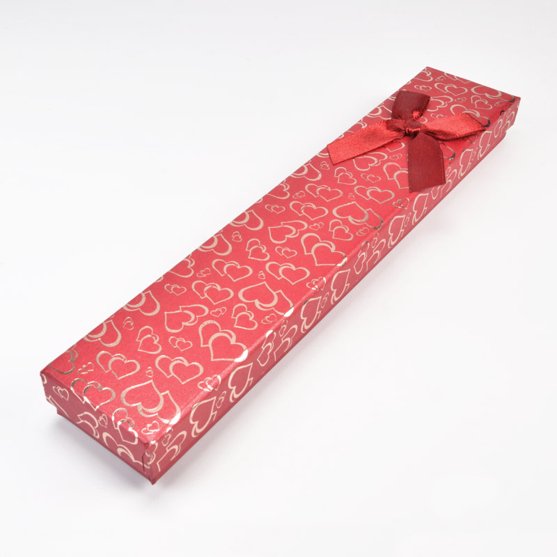 Подарункова коробочка Прямокутна з сердечками, 21х4х2 см, Червона (UPK-035934)