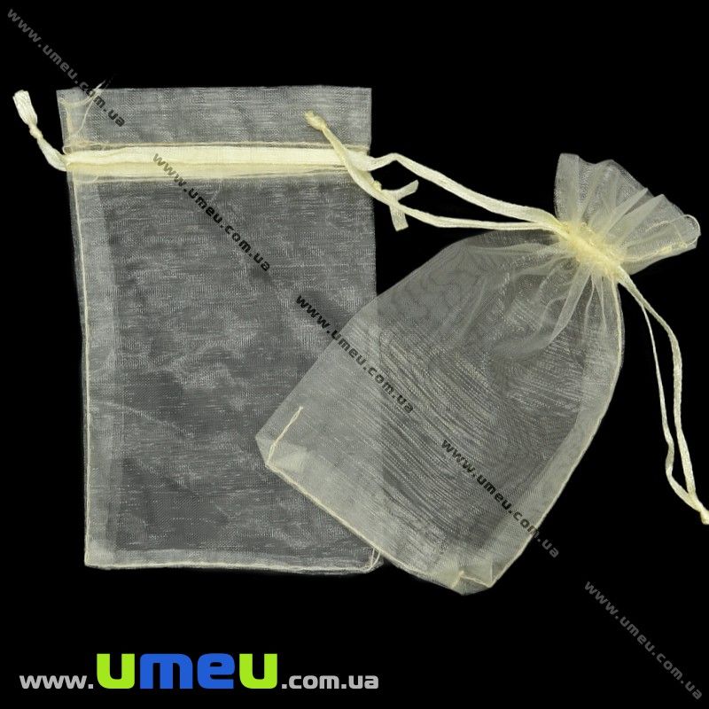 Подарункова упаковка з органзи, 8х13 см, Бежева (UPK-012380)