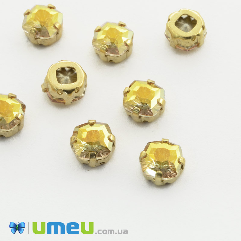 Шатон квадратний 9х9 мм, Золото, Золотистий (KAB-041844)