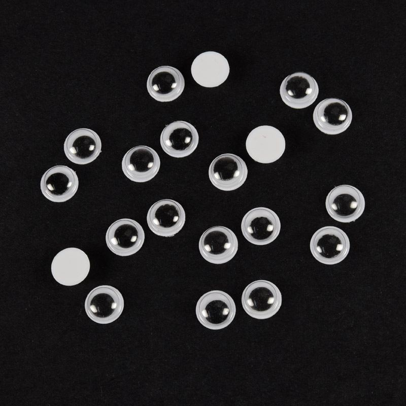 Очі клейові круглі з бігаючими зіницями, 8 мм, Білі (DIF-056616)