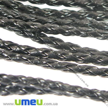 Основа для кольє плетені (кожзам), Чорна, 46 см, 3 мм (OSN-001359)