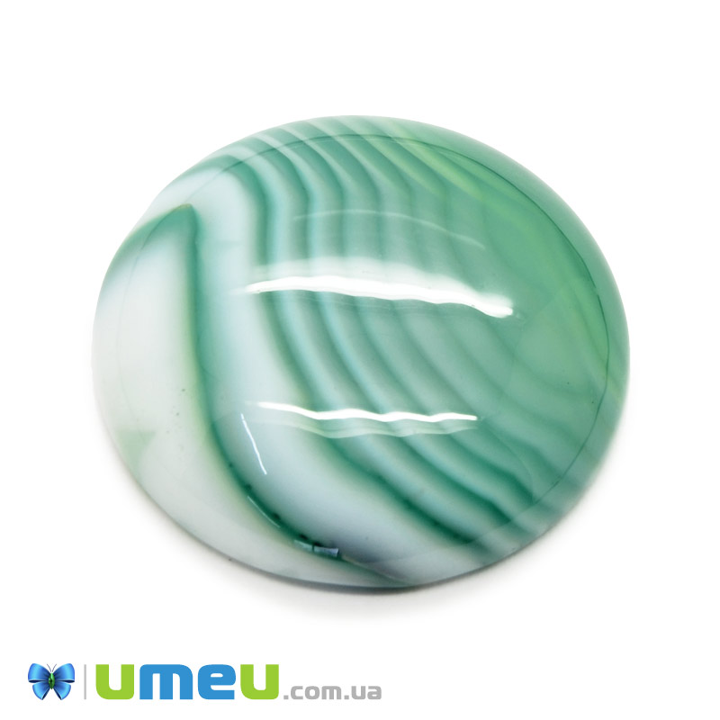 Кабошон нат. камінь Агат зелений, Круглий, 25 мм (KAB-050012)