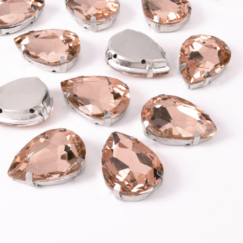 Шатон крапля 25х18 мм, Темне срібло, Персиковий (KAB-052622)