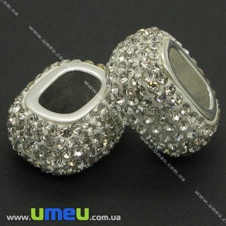 Намистина Regaliz (Licorice) зі стразами Swarovski, 19х16х11 мм, Біла (BUS-006372)