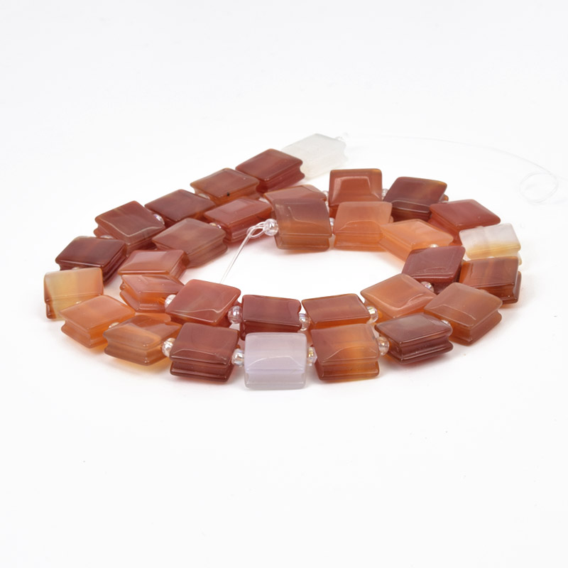 Намистини Агат червоний, Натур. камінь, 10х10х5 мм, Квадратні (BUS-058223)