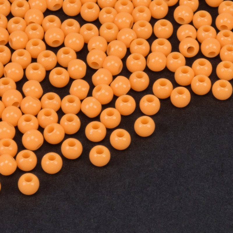 Намистини пластикові Круглі, 3,5 мм, Помаранчеві (BUS-059706)