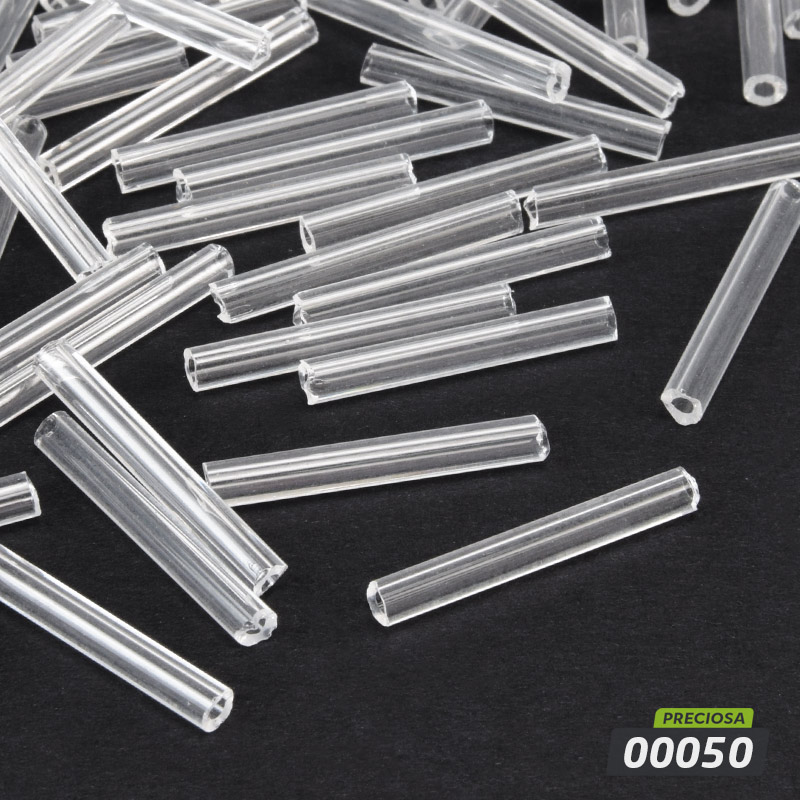 Бисер чешский Стеклярус 20 мм, №00050, Прозрачный (BIS-059021)