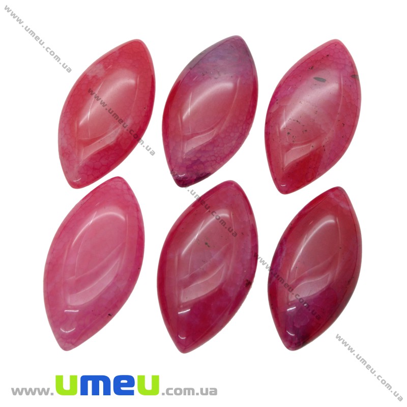 Кабошон нат. камінь Агат Краклє малиновий, Човник, 40х20 мм (KAB-020302)