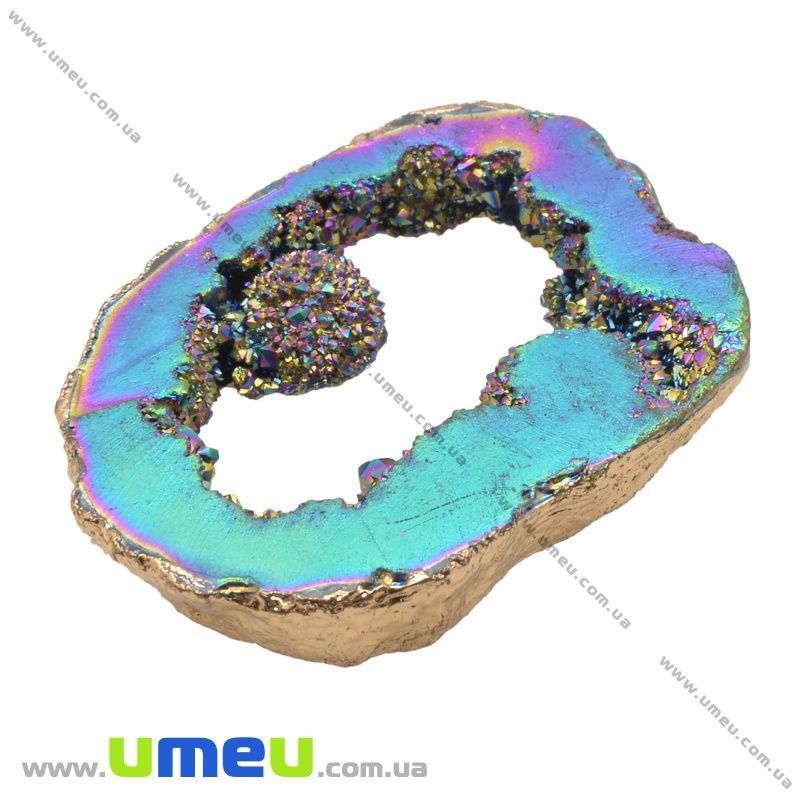 Подвеска из натурального камня, Друза агата, Ирис, 66х46 мм (POD-031586)