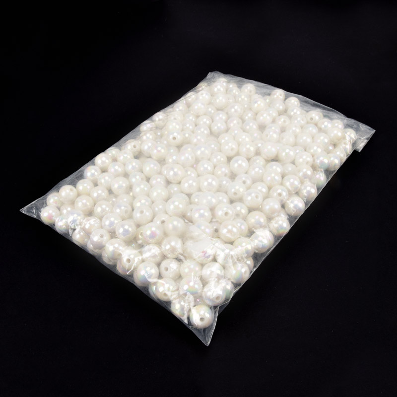 Намистини для сумок ОПТ, Пластикові райдужні, Круглі, 12 мм, Молочні (BUS-060800)