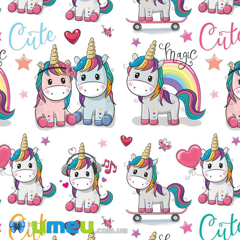 Пакувальний папір Єдиноріг, Білий, 68х100 см (UPK-030299)