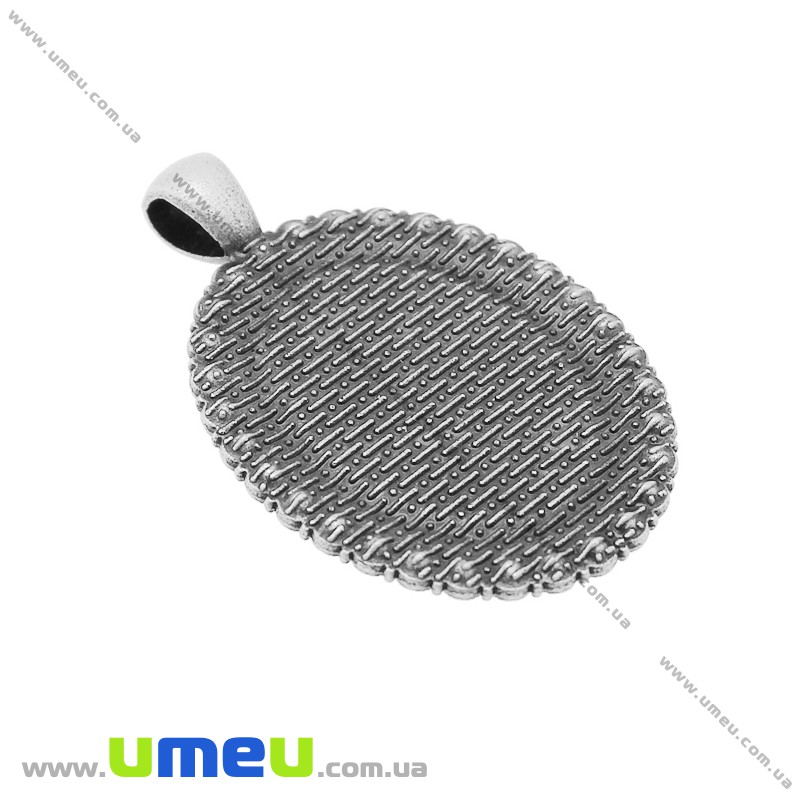 Основа овальна, 46х31 мм, 25х18 мм, Античне срібло (OSN-020059)