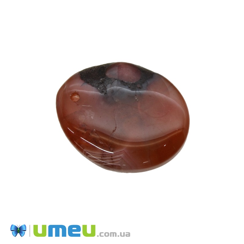 Підвіска з натурального каменю Агат червоний, Овальний, 26х21 мм (POD-026114)