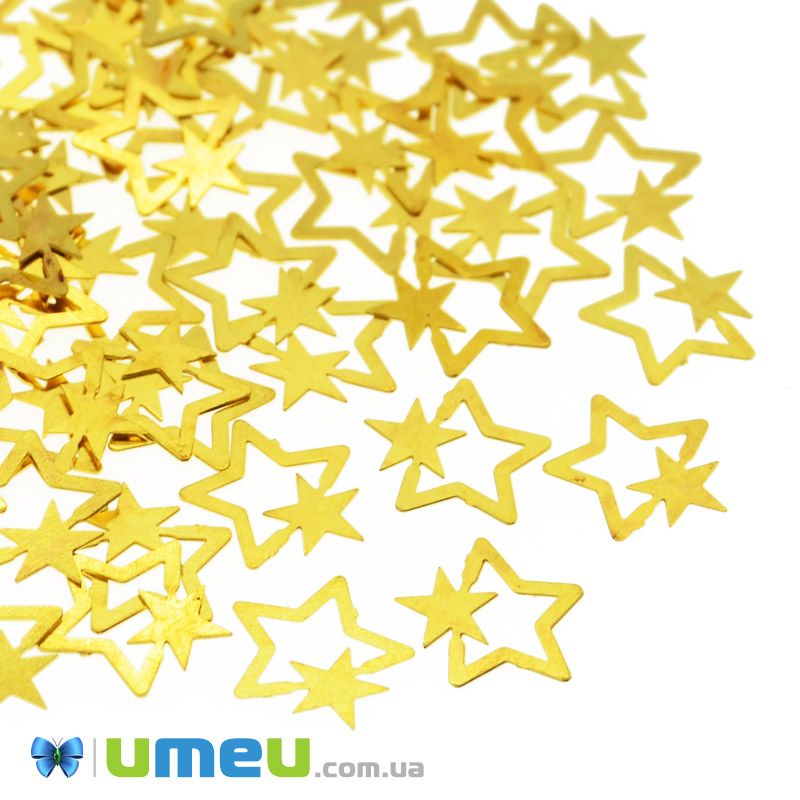 Декоративний елемент Зірка, 5х5х0,1 мм, Золото (DIF-047133)