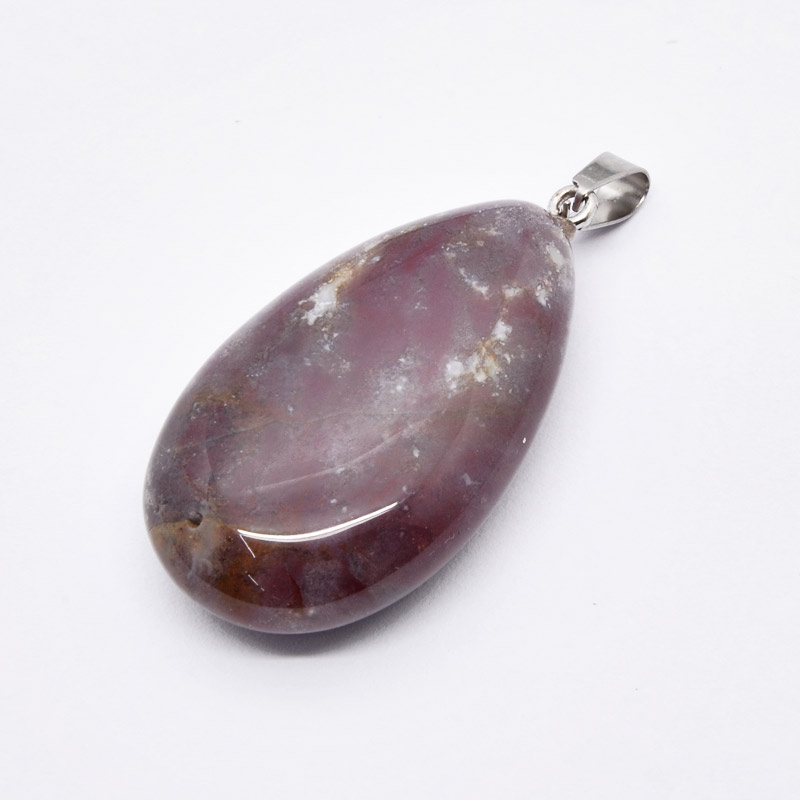 Підвіска Крапля, Натур. камінь Агат індійський, 44х24х12 мм (POD-054392)